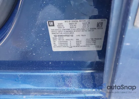 2015 Chevrolet Silverado 2500Hd Ltz z USA, uszkodzony, nr VIN 1GC1KWE81FF597102